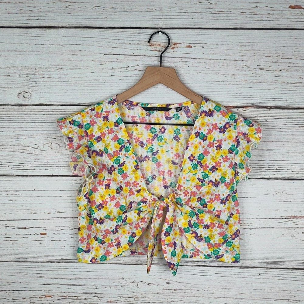 Vero Moda Floral Cropped Front Tie Top